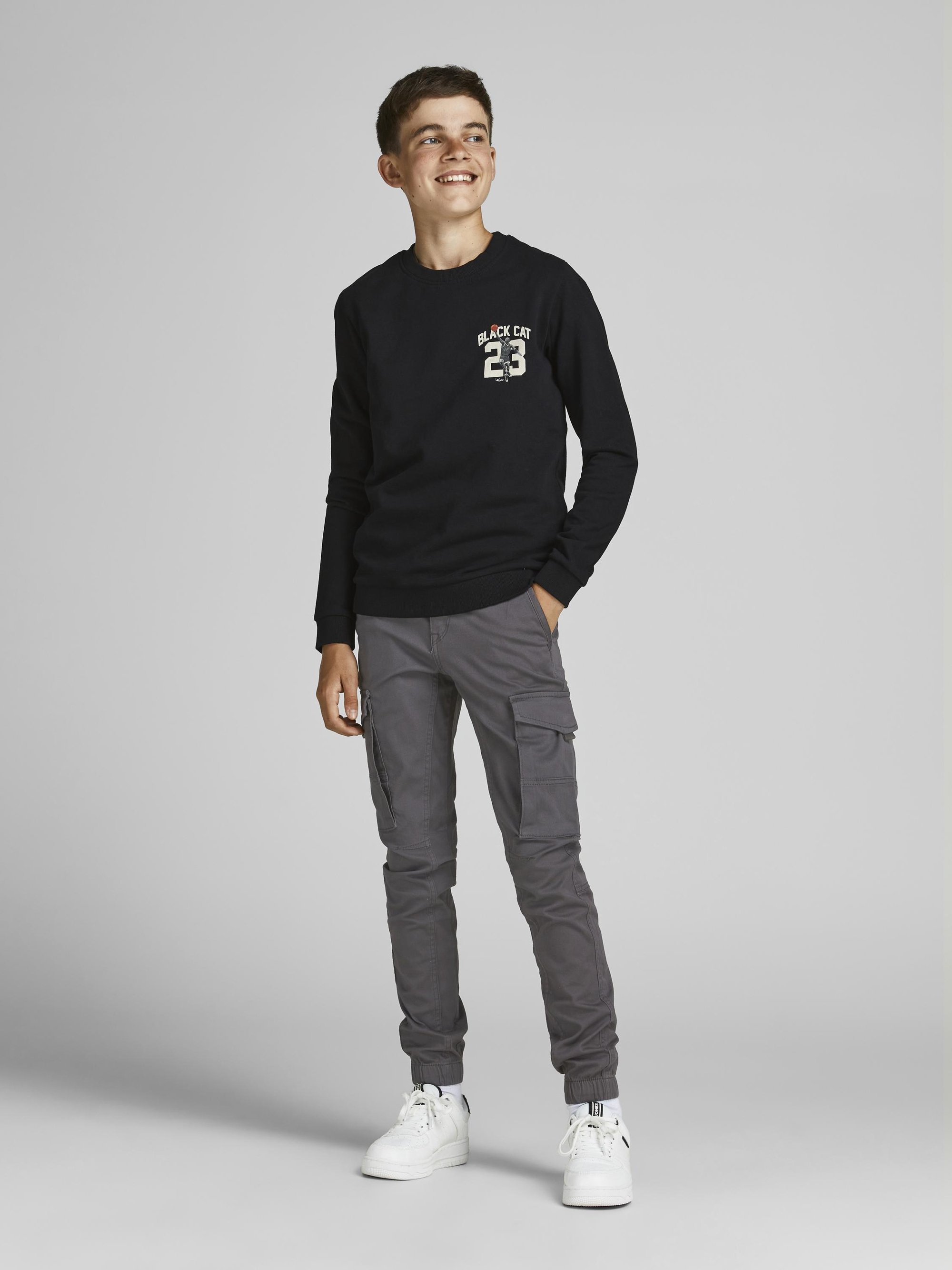 Jack & Jones Junior JJIPAUL JJFLAKE - Pantaloni cargo - asfalto