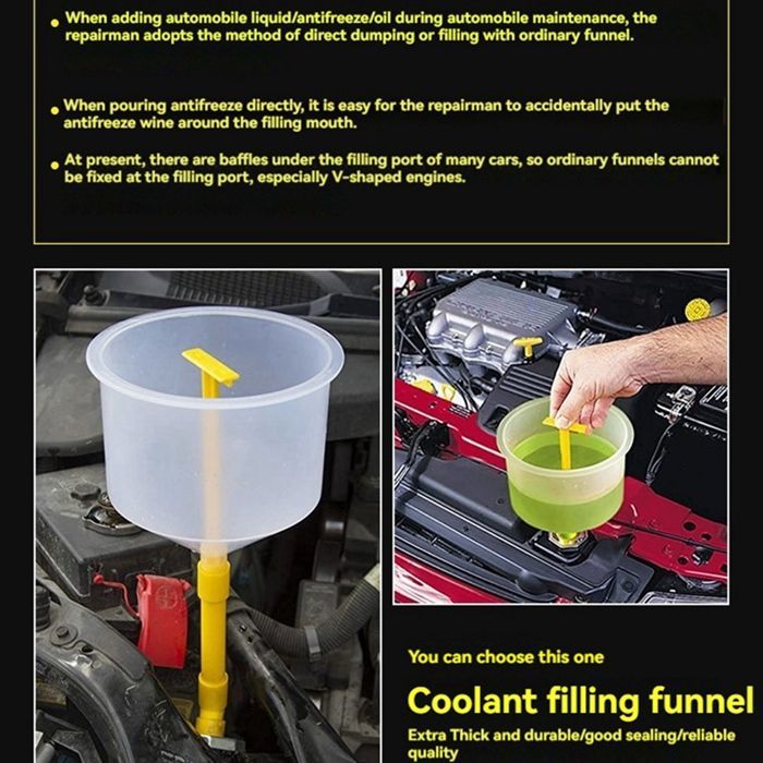 Kit de embudo para llenar el refrigerante del radiador del coche, herramienta para sistema de refrigeración antiderrame, boquilla