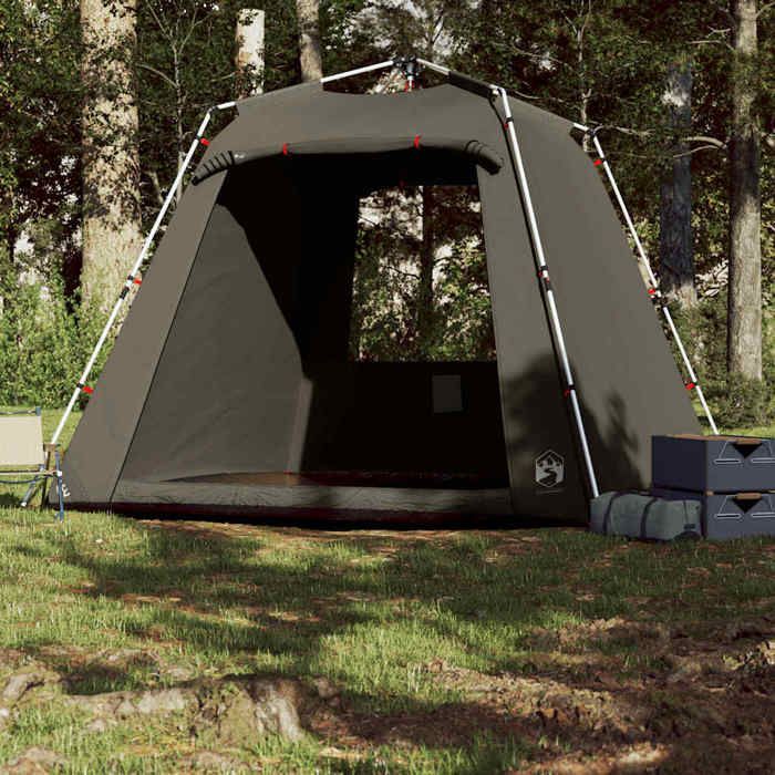 Tienda de campaña de pesca, camping, jardín o exterior vidaXL para 4 personas, color marrón, con sistema de liberación rápida. Modelo 4005330.