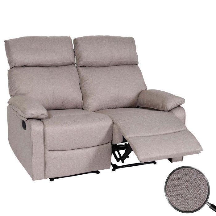Fauteuil cinéma 2 places HWC-L93, Fauteuil relax Téléviseur Canapé, accoudoir fonction couchage Nosagfederung tissu/text