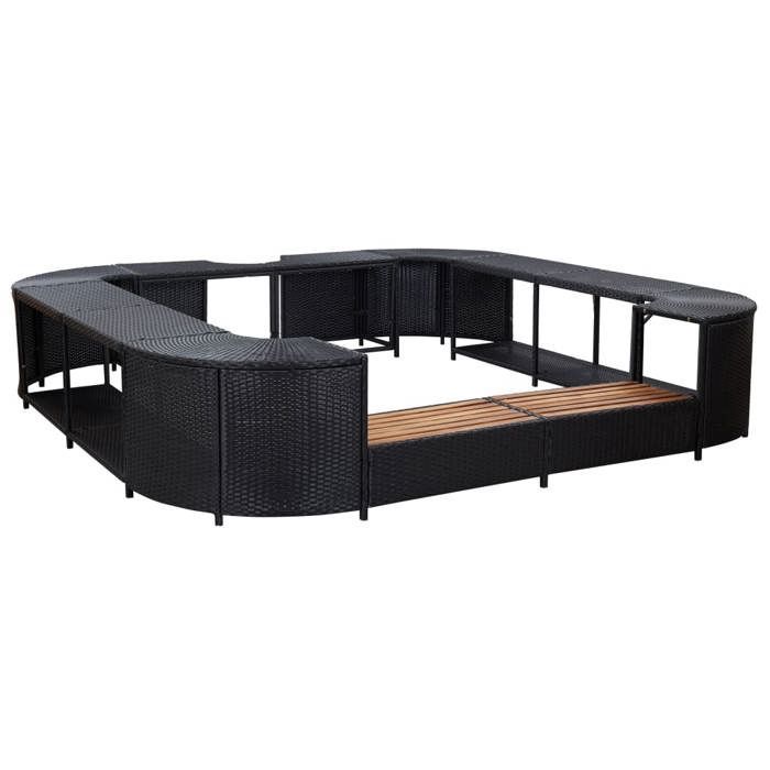 Marco de spa cuadrado vidaXL negro 268x268x55 cm Resina tejida