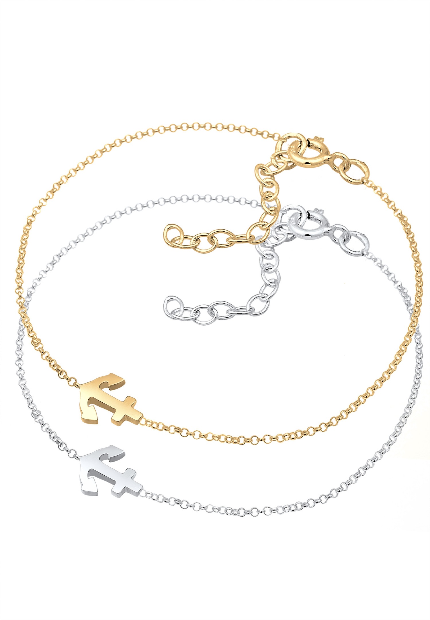 Elli Set Anker Paar Freundschaft Bi-Color 925er Silber