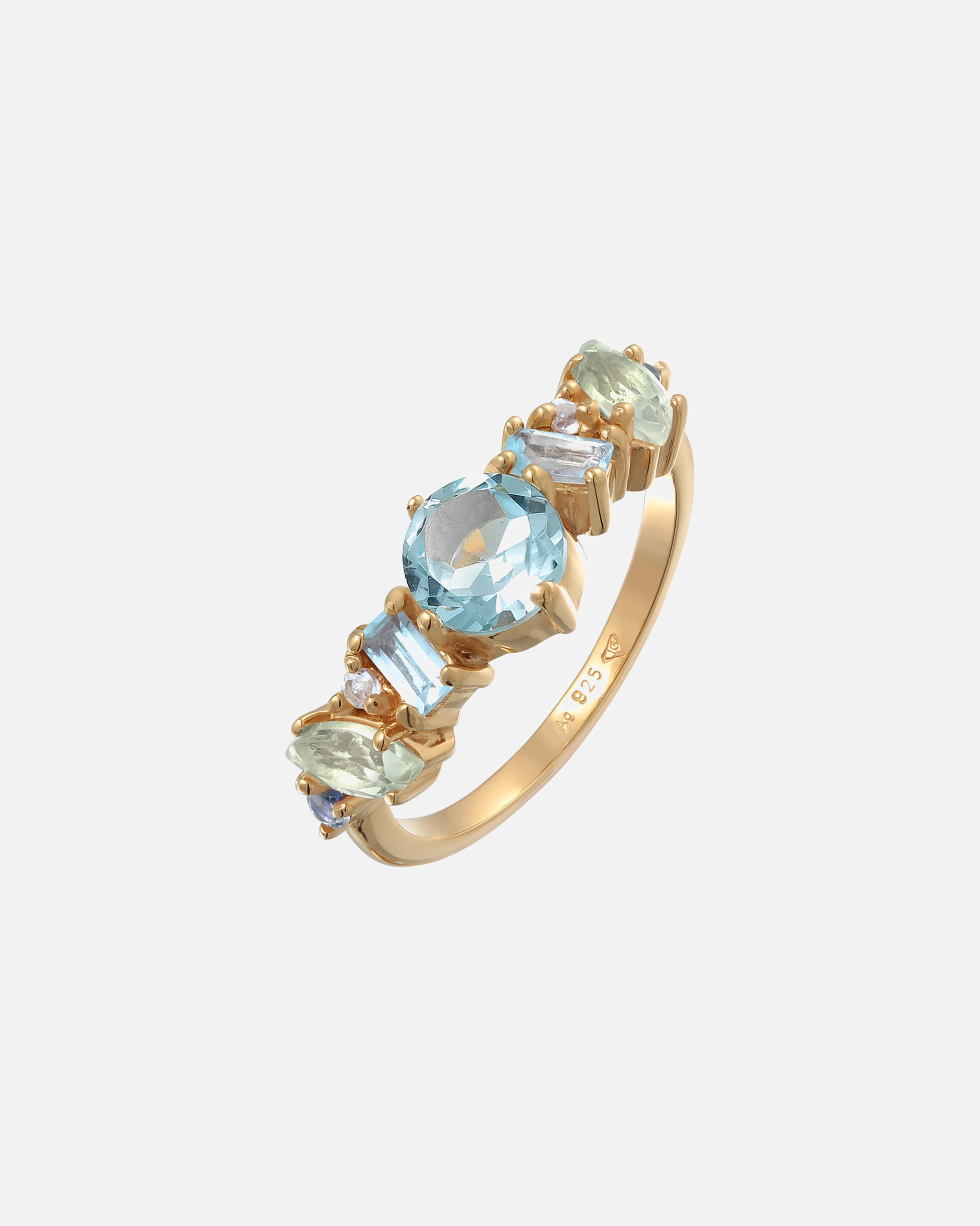 Elli PREMIUM Elli PREMIUM Bague Femmes Classique avec topaze, pierre de lune et améthyste en argent sterling 925 plaqué or