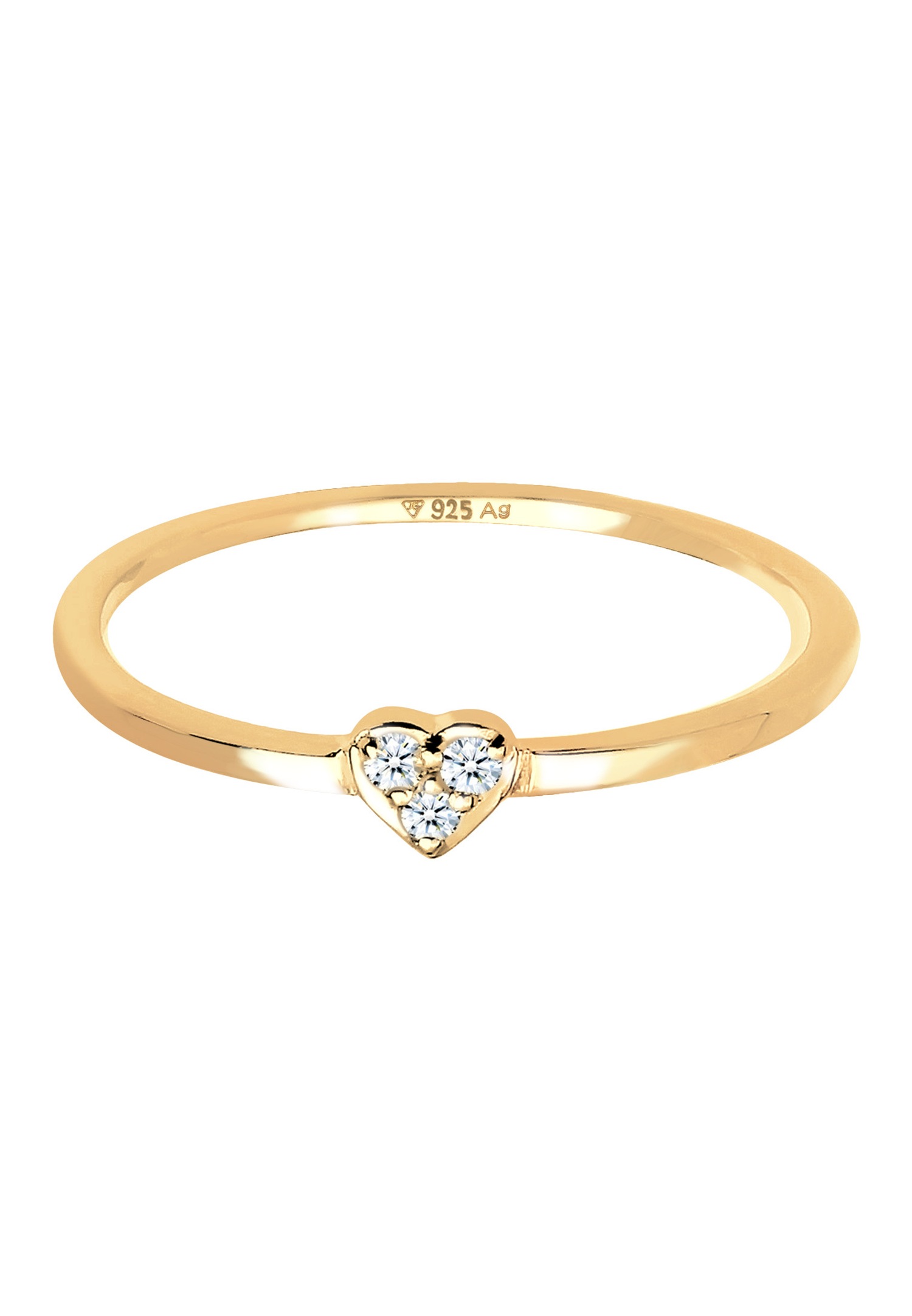 Elli DIAMONDS Femmes solitaire symbole cœur avec diamant (0.04 ct.) en argent sterling 925