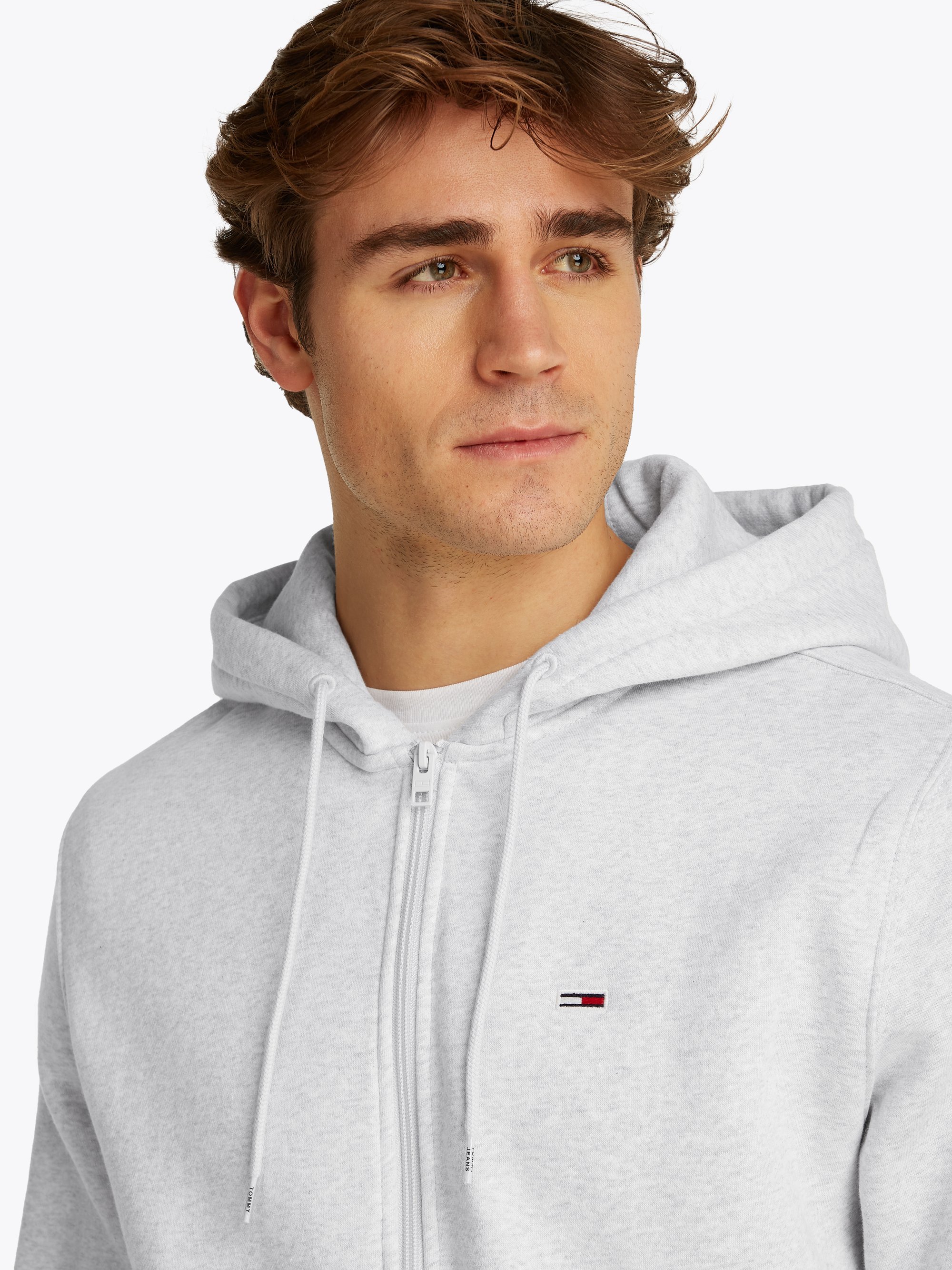 Felpa con cappuccio Tommy Jeans FLAG ZIP THRU - grigio argento mélange