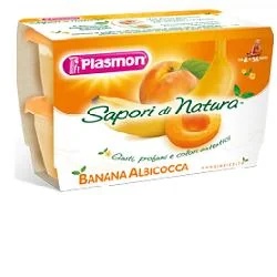 Plasmon Purê de frutas Plasmon com sabor natural de damasco e banana 4x100 g + 6 min Sem glúten