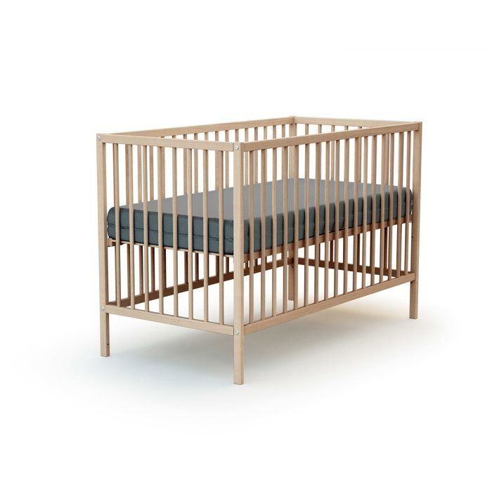 WEBABY - ONE 60x120cm Wooden Baby Cot, Raw Beech - One Size