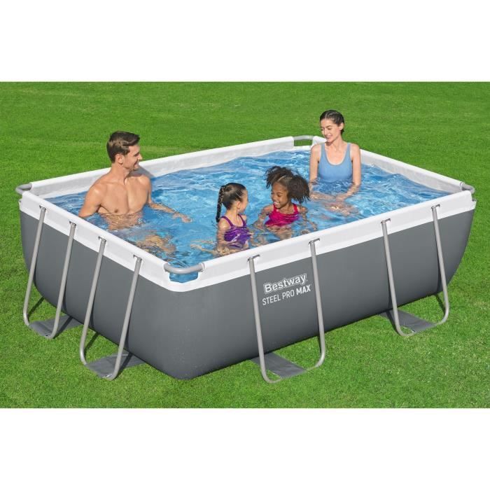 Kit para piscina tubular acima do solo BESTWAY - Steel Pro MAX™ - 282 x 196 x 84 cm - Retangular (Filtro de cartucho, 1 cartucho)