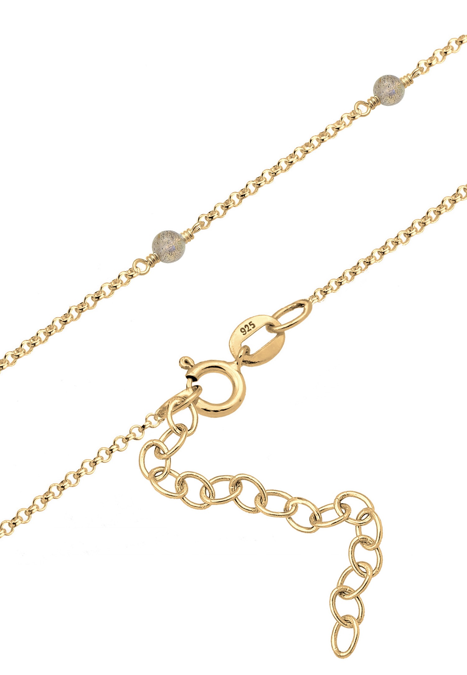 Elli Chaîne à pois pour dames Balles de Labradorite Boho 925 Argent
