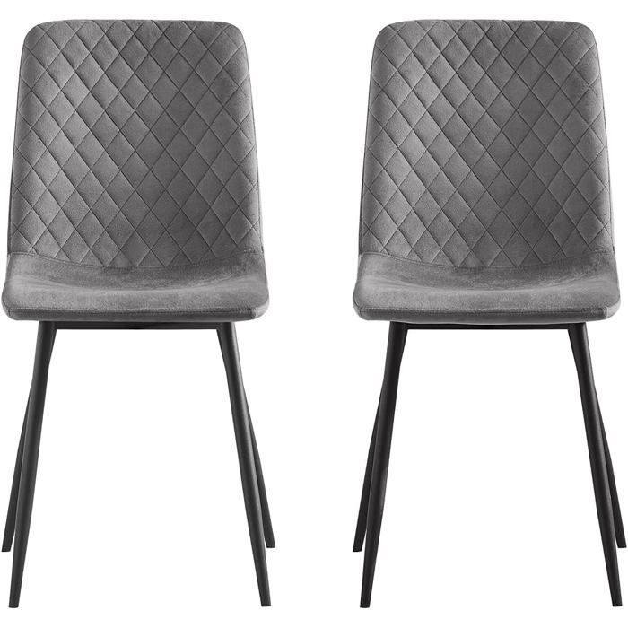 mcc direct Lexi Lot de 2 chaises de salle à manger en velours avec pieds en métal Gris foncé