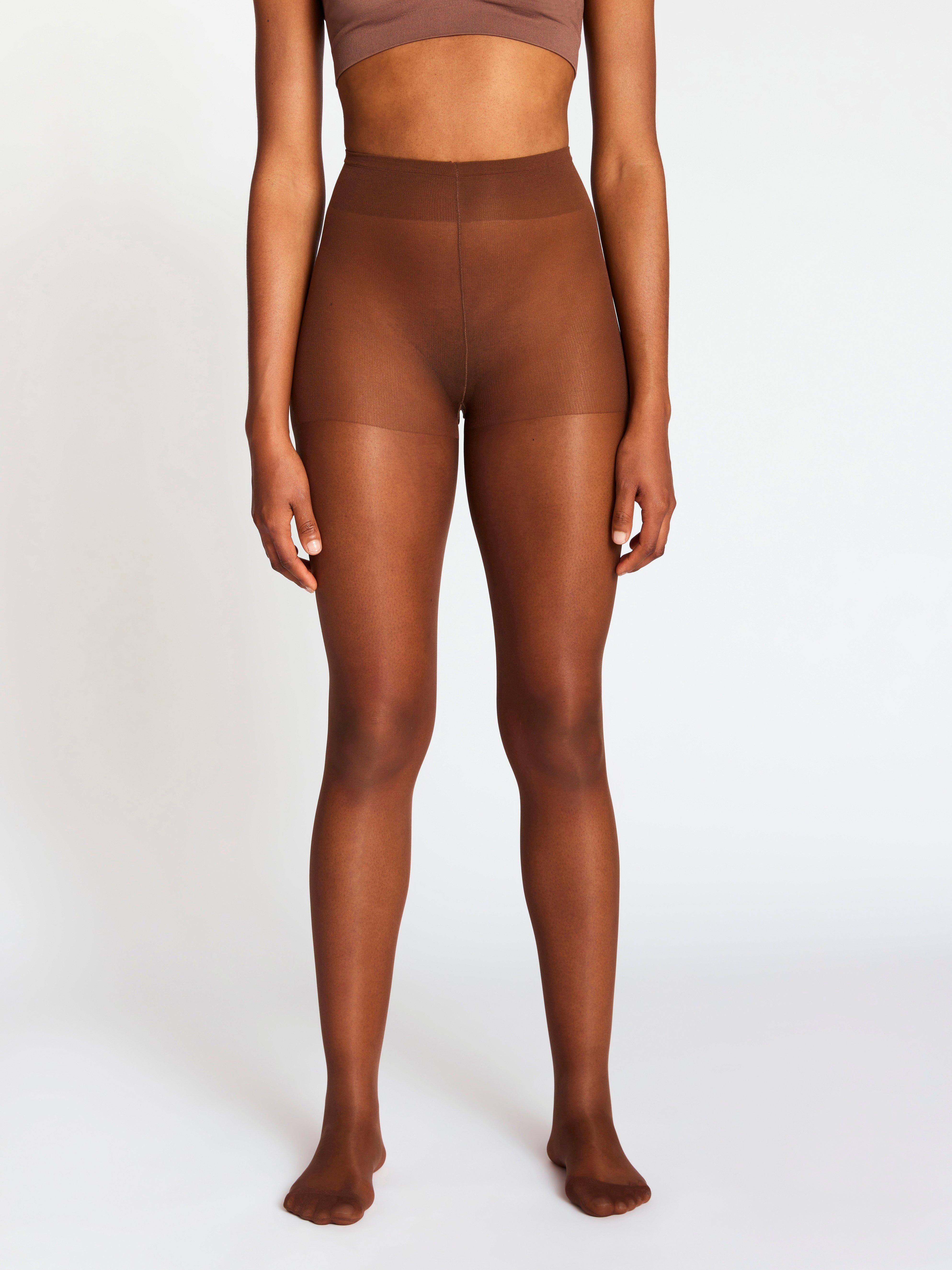 Collants taille basse semi-brillants 15 deniers marron