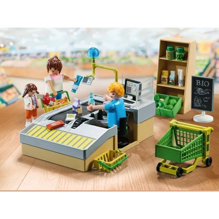 PLAYMOBIL 71648 Cassa del supermercato, My Life Shopping, Confezione promozionale, 65 pezzi, Età 4+