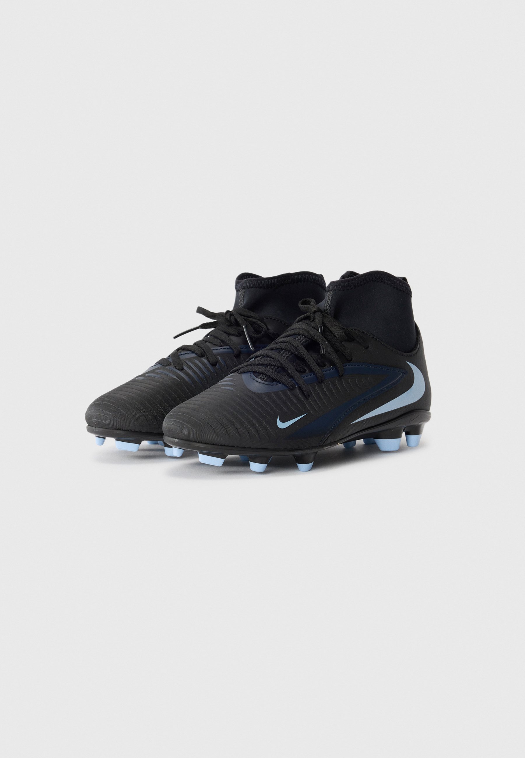 Nike Performance PHANTOM 6 HIGH CLUB UNISEX - Fotballsko til fast underlag - svart/lyseblå