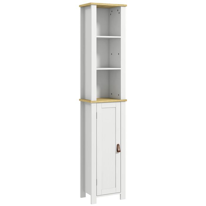 Kleankin - Bathroom column cabinet - Wood - 34x23x165cm - White