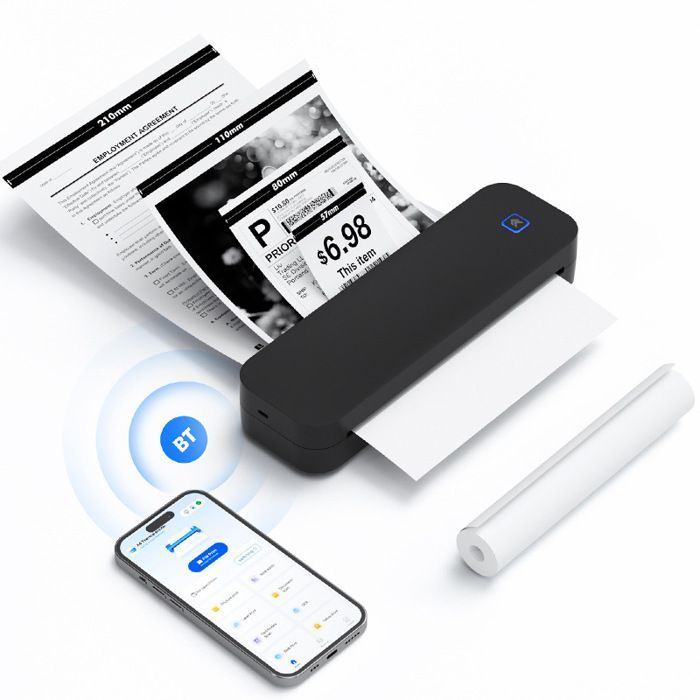 imprimante Bluetooth , Imprimante Thermique A4 (210*297mm),Compatible Android / IOS/Windows， aux familles de bureaux en plein air