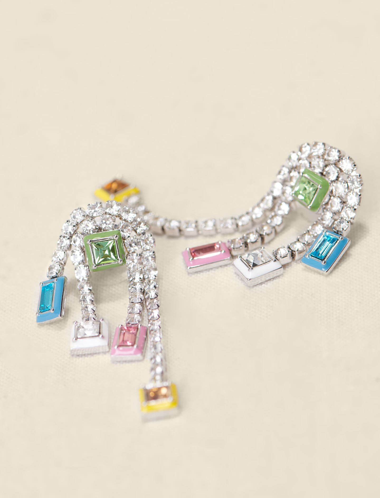 Zilveren oorbellen met strass-steentjes - Zilver