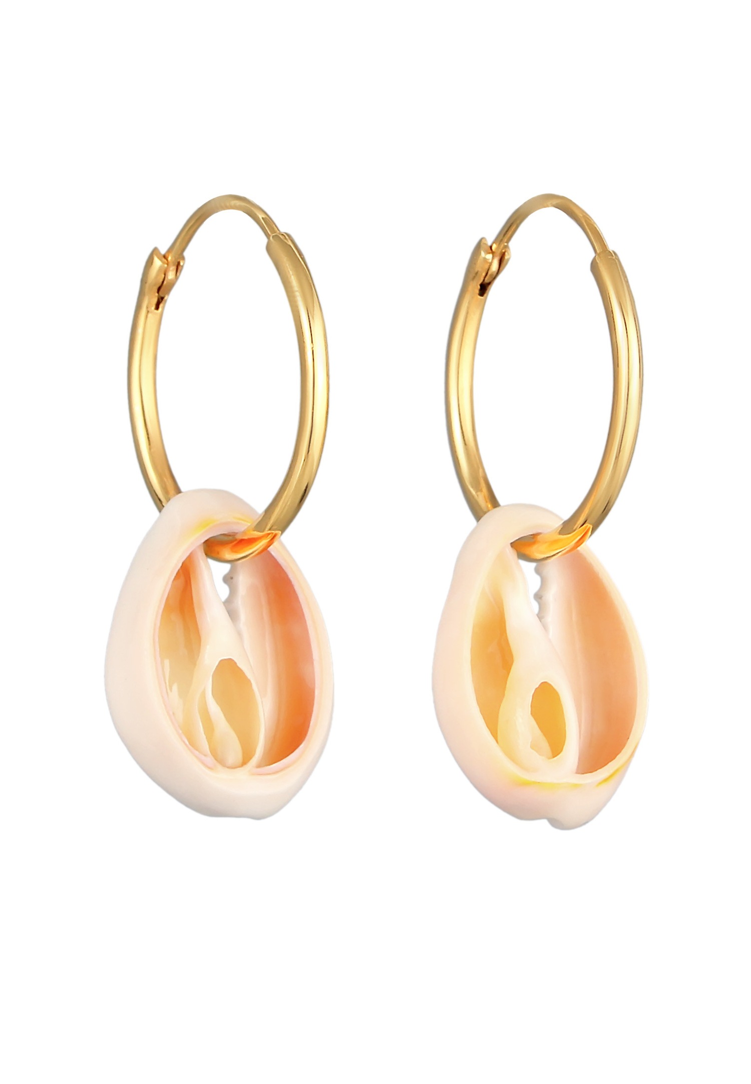 Elli Femmes Créoles Tendance avec coquillage cauri en argent sterling 925 plaqué or