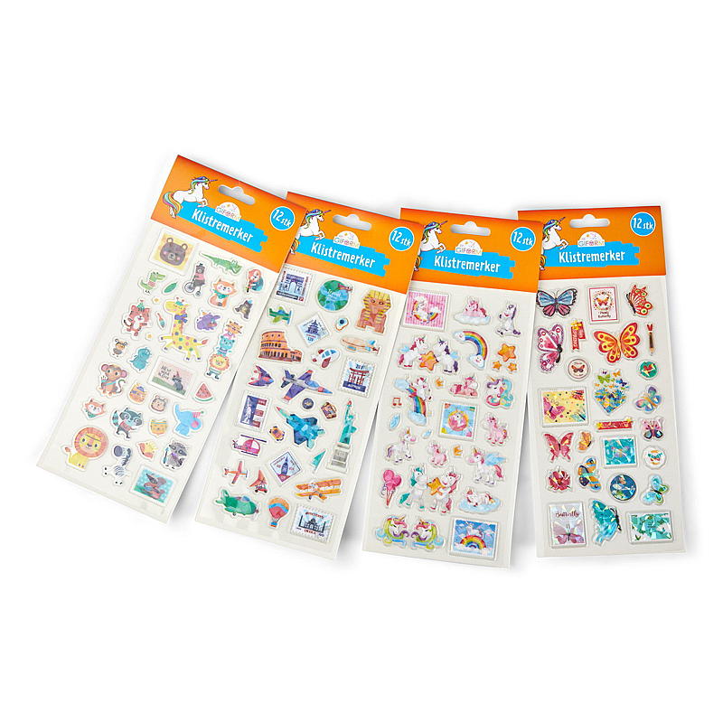 Adesivi Giform, 12 pezzi: animali, aeroplani, farfalle