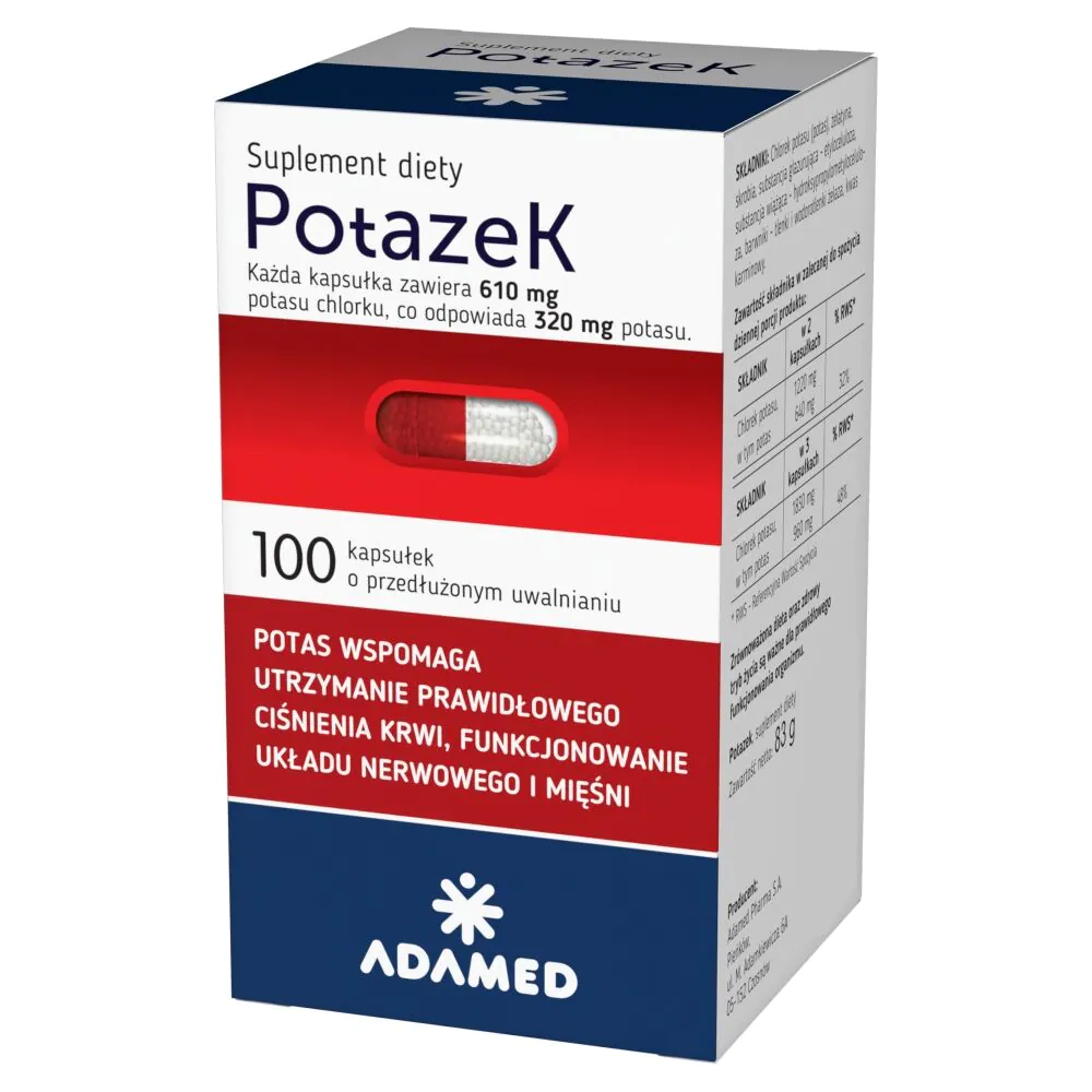 Potazek 610 mg Chlorku potasu 100 Kapsułek o przedłużonym uwalnianiu