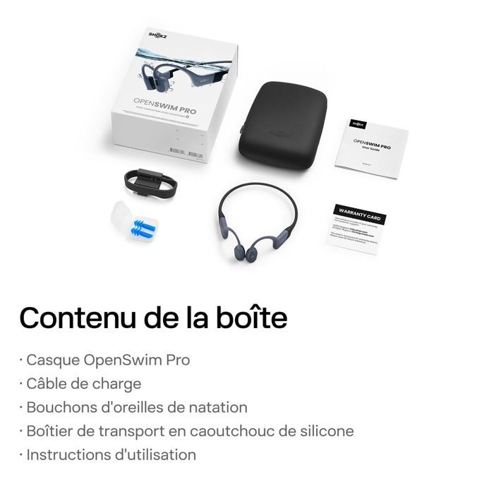 Auriculares de conducción ósea Shokz OpenSwim Pro grises con carga inalámbrica