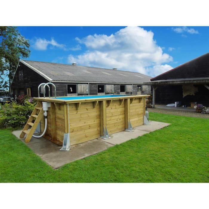 UBBINK Piscine bois Azura 250x450 H126cm - Liner Bleu - Hors sol, semi enterrée ou enterrée - Garantie 15 ans