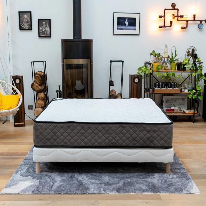 Conjunto Hotel Comfort: Base de cama + colchón 90x200 cm | Altura 30 cm | Espuma de alta resiliencia | 4 patas | Firmeza