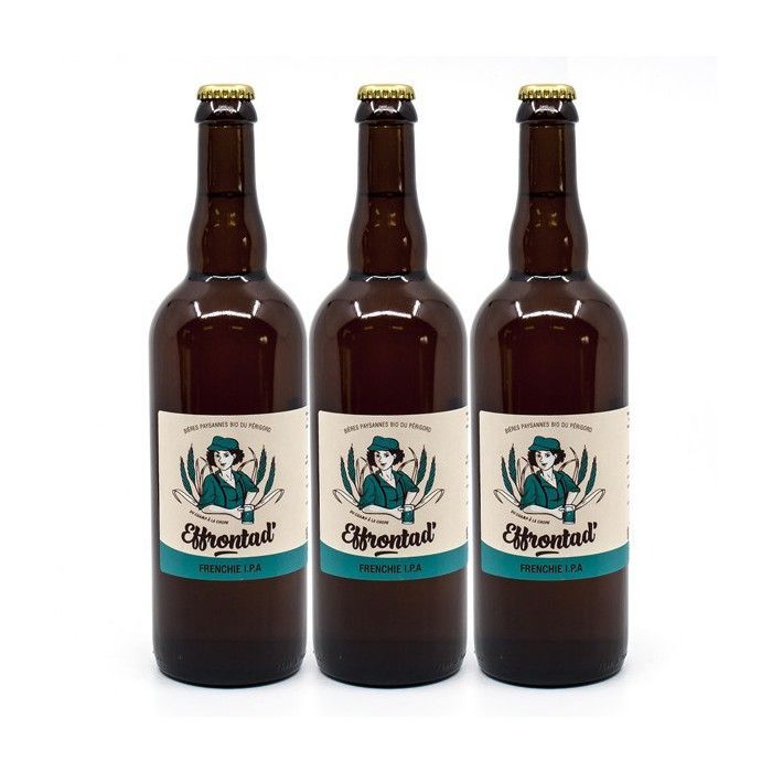 Pack de 3 cervezas artesanales de trigo Frenchie IPA de Brasserie Effrontad' Organic 75cl