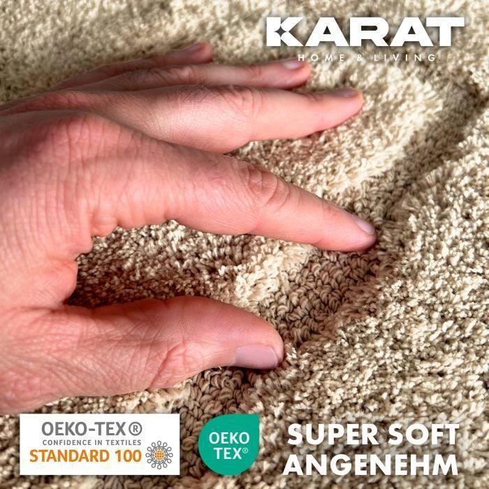 Alfombrilla de baño rectangular Atlantis con base antideslizante, color beige, 40 x 60 cm