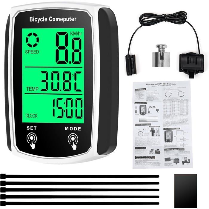 ®TONLRGY Bicycle Computer, Universal 19 Functions, IP54 Waterproof, Backlit LCD Touchscreen