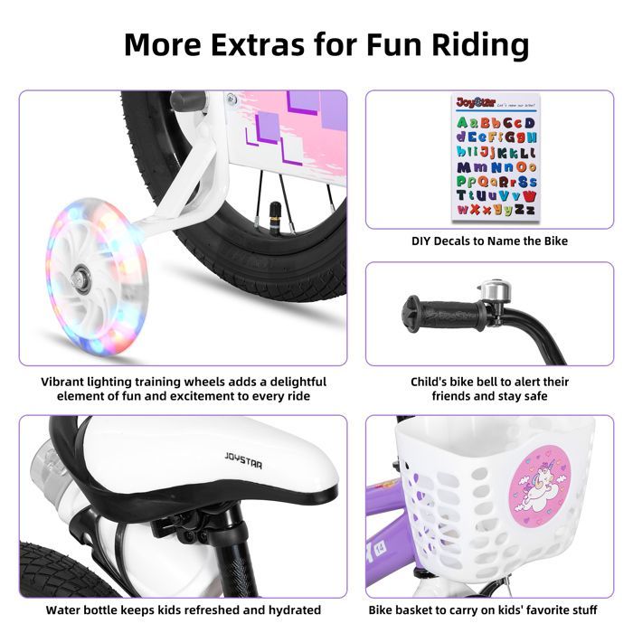 Vélo enfant - JOYSTAR - 20 pouces - Roues d'entraînement lumineuses - Porte-bidon inclus
