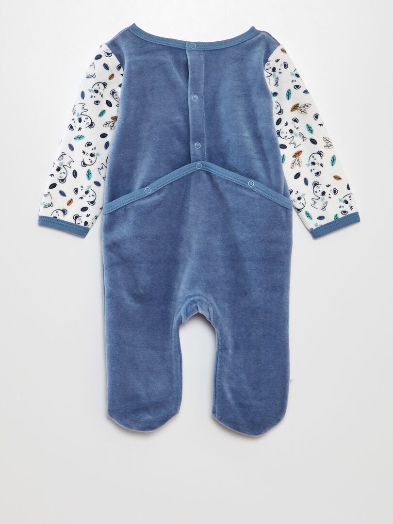 Onesie din catifea Koala 'Petit Béguin' - ALBASTRU
