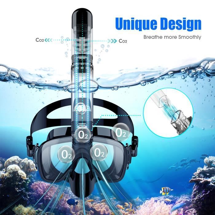 Anti-fog Snorkeling Mask, Silicone Diving Kit with Innovative Integrated Breathing System and Support