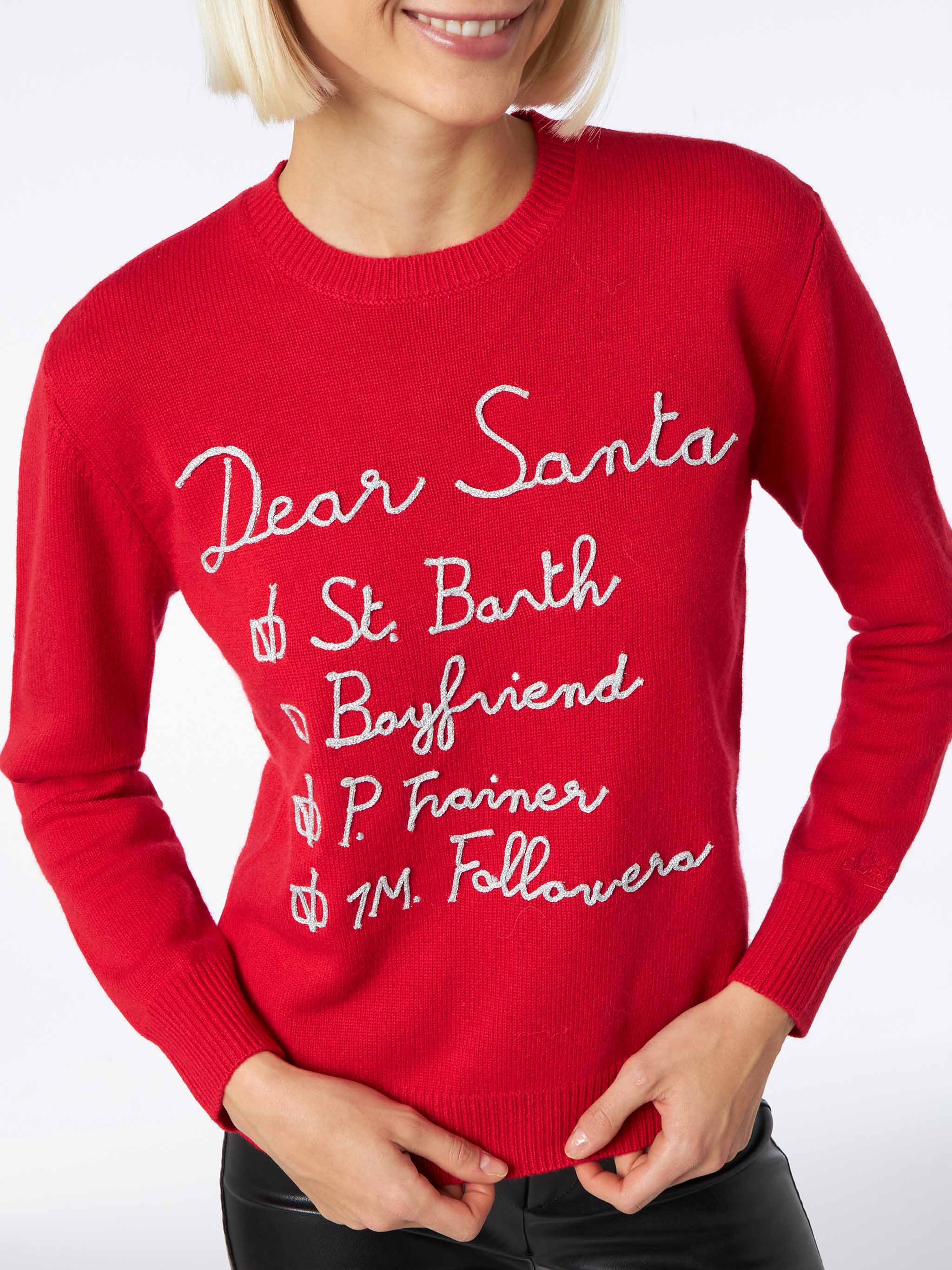 Dames T-shirt met geborduurde tekst: Lieve Kerstmanlijst