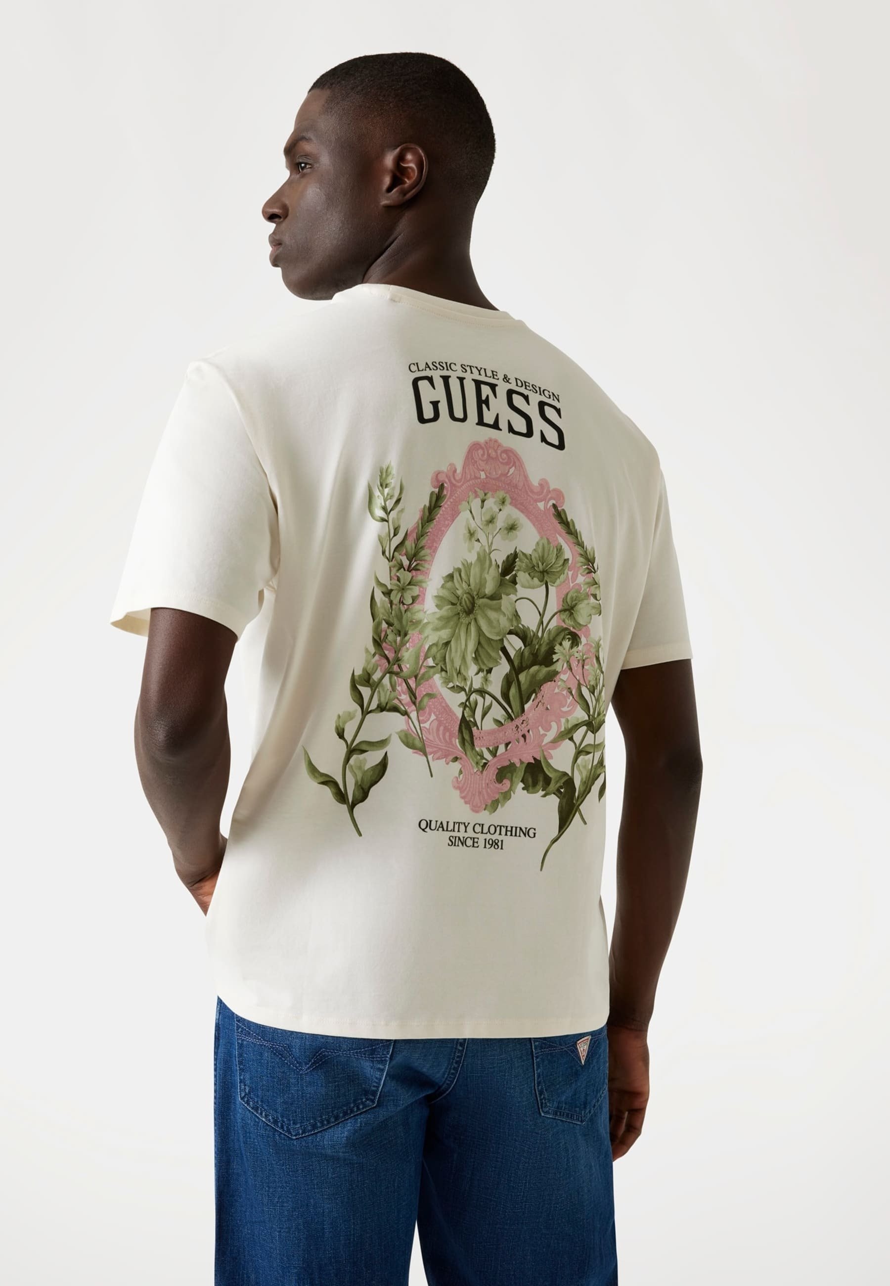 T-shirt Guess Print - beige multicolore