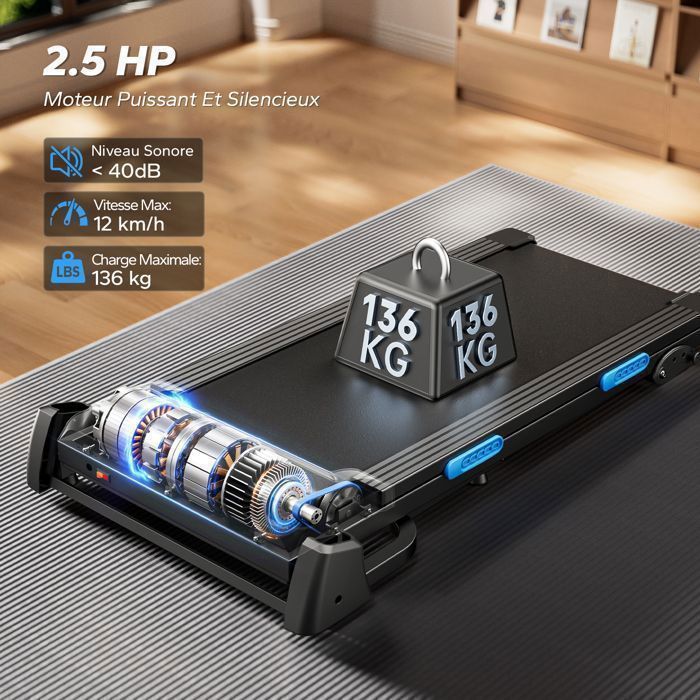 Tapis de Course Pliable – MERACH - Inclinaison 15% - 0.8-12km/h - Moteur 1.25CHP - Écran LCD - Bluetooth – Connectivité APP