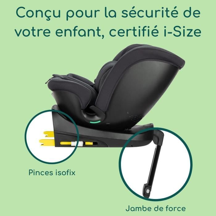 Seggiolino auto girevole convertibile BEBECONFORT EVOLUFIX PLUS 360 i-Size, Gruppo 0/1/2/3, Isofix - da 0 a 12 anni (36 kg), 40-150 cm, Nero fumé