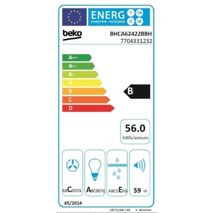 BEKO BHCA62422BBH Wandhaube - 60 cm