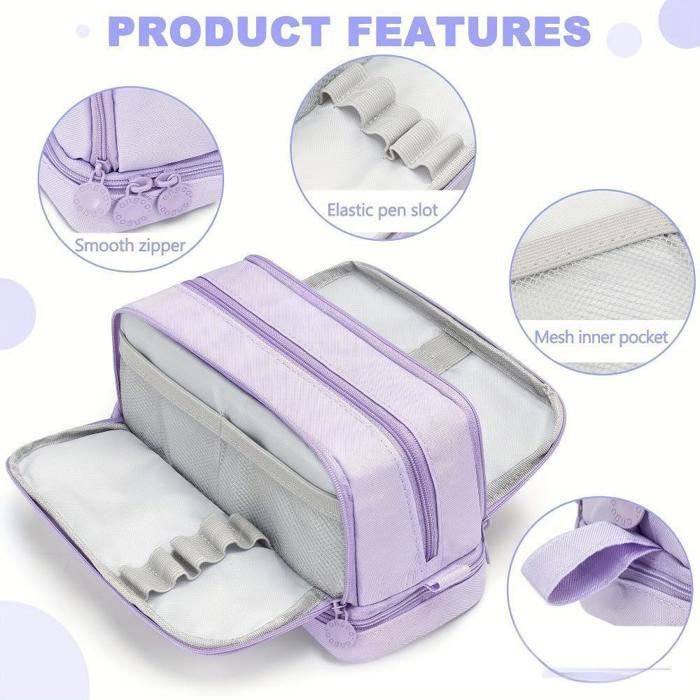 Multifunctional pencil case with 4 compartments, large capacity, for school and office, Gift for Children