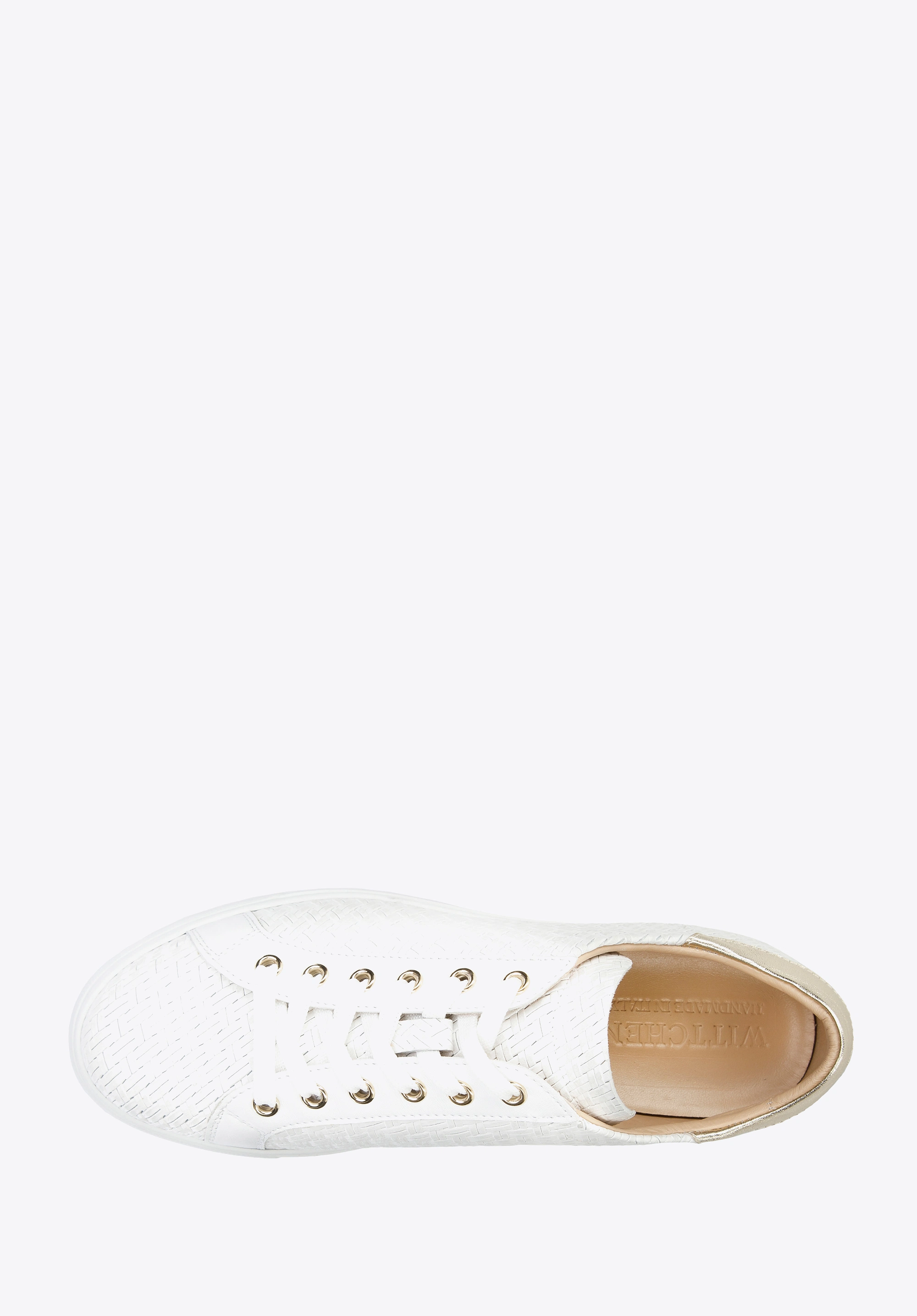 Damskie sneakersy ze skórzanej plecionki białe