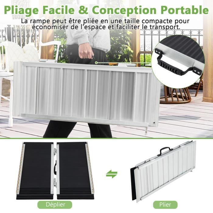 Rampa de carga - COSTWAY - Aluminio - Capacidad 272 kg - 91 x 74 x 5,5 cm