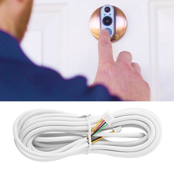 Cable de cobre de 4 núcleos - SHIPENOPHY - 30 m - Blanco - Conectores preconectados - Videoportero