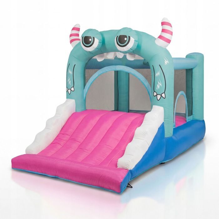Area giochi gonfiabile KINDI con scivolo, canestro, soffiatore e castello da giardino per bambini