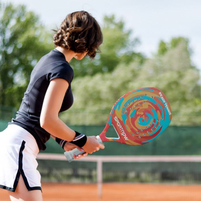 Raquette de beach tennis racket en fibre de carbone avec sac de raquette et poignée antidérapante, jaune