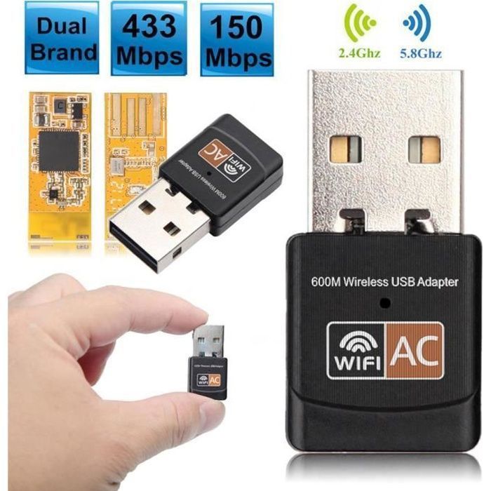 Adaptador WiFi USB - RTL - 600 Mbps - Antena de doble frecuencia - USB 2.0 - Compatible con Windows/Linux