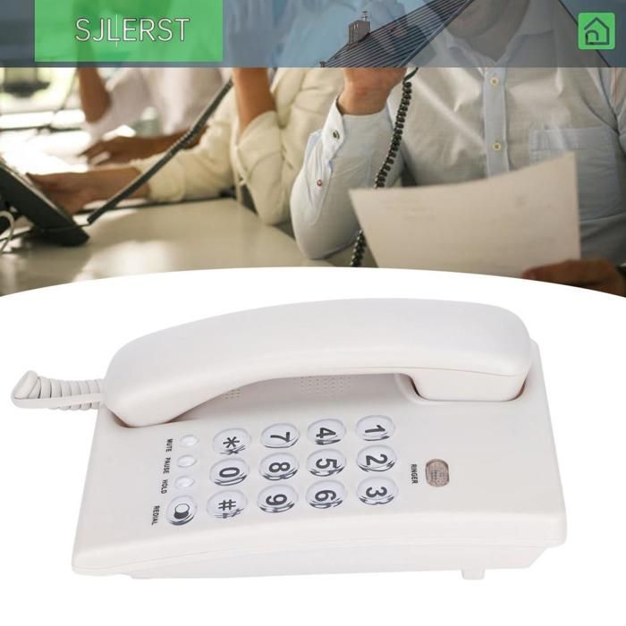 sjlerst téléphone de bureau KXT504 téléphone filaire de bureau téléphone fixe multifonctionnel à grand bouton gps detachee Blanc