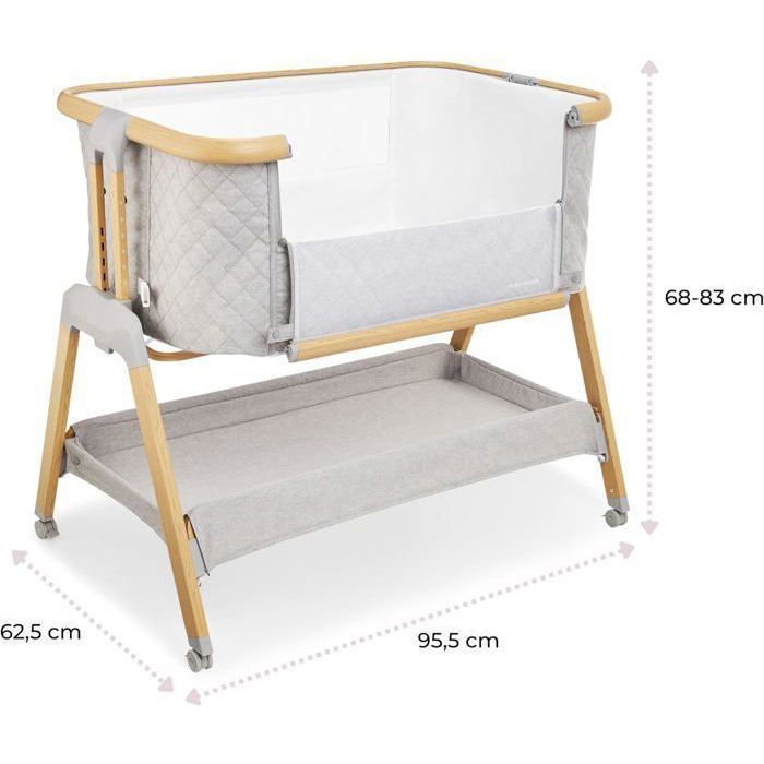 Moby-System Lit Bébé Cododo Dreemy 3 in 1, 9 kg max, Lit Parapluie 7 Niveaux Réglable En Hauteur, 4 Roulettes, Côté Latéral