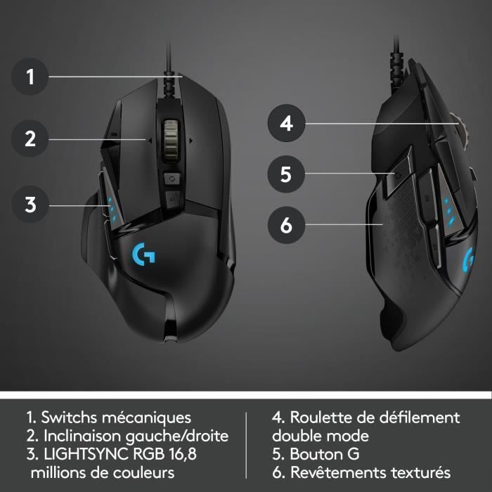 Gamingmuis - Bedraad - Logitech G - G502 Hero - Zwart
