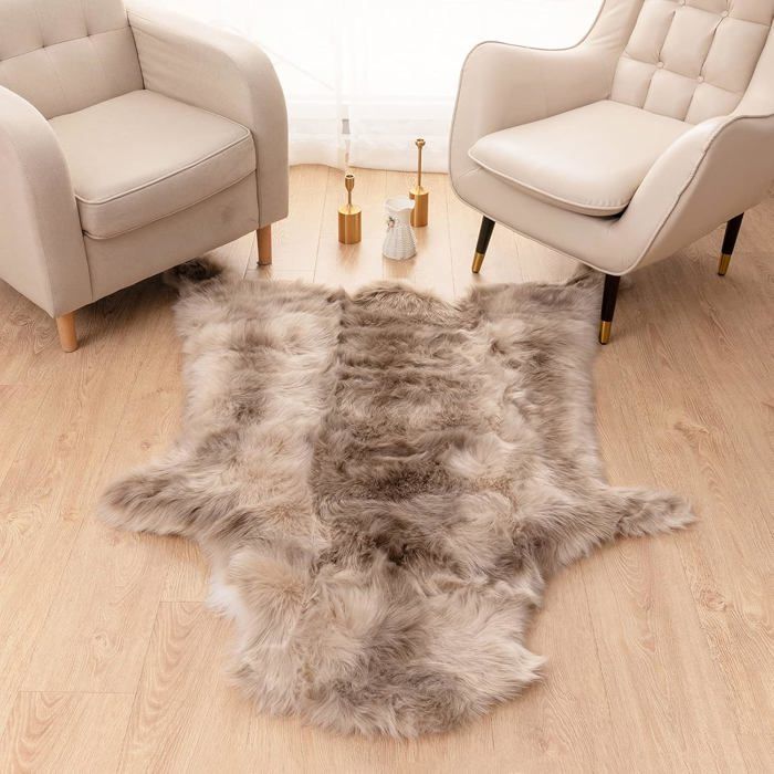 Tappeto - XVX - Pelliccia sintetica - 60x90 cm - Marrone - Antiscivolo - Lavabile in lavatrice