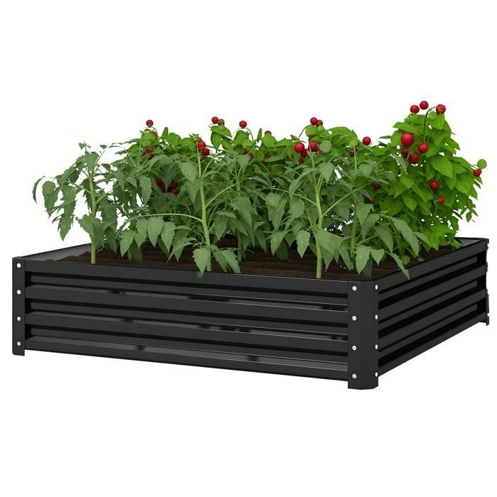 Huerto de jardín Outsunny - acero galvanizado - 120 x 120 x 30 cm - gris