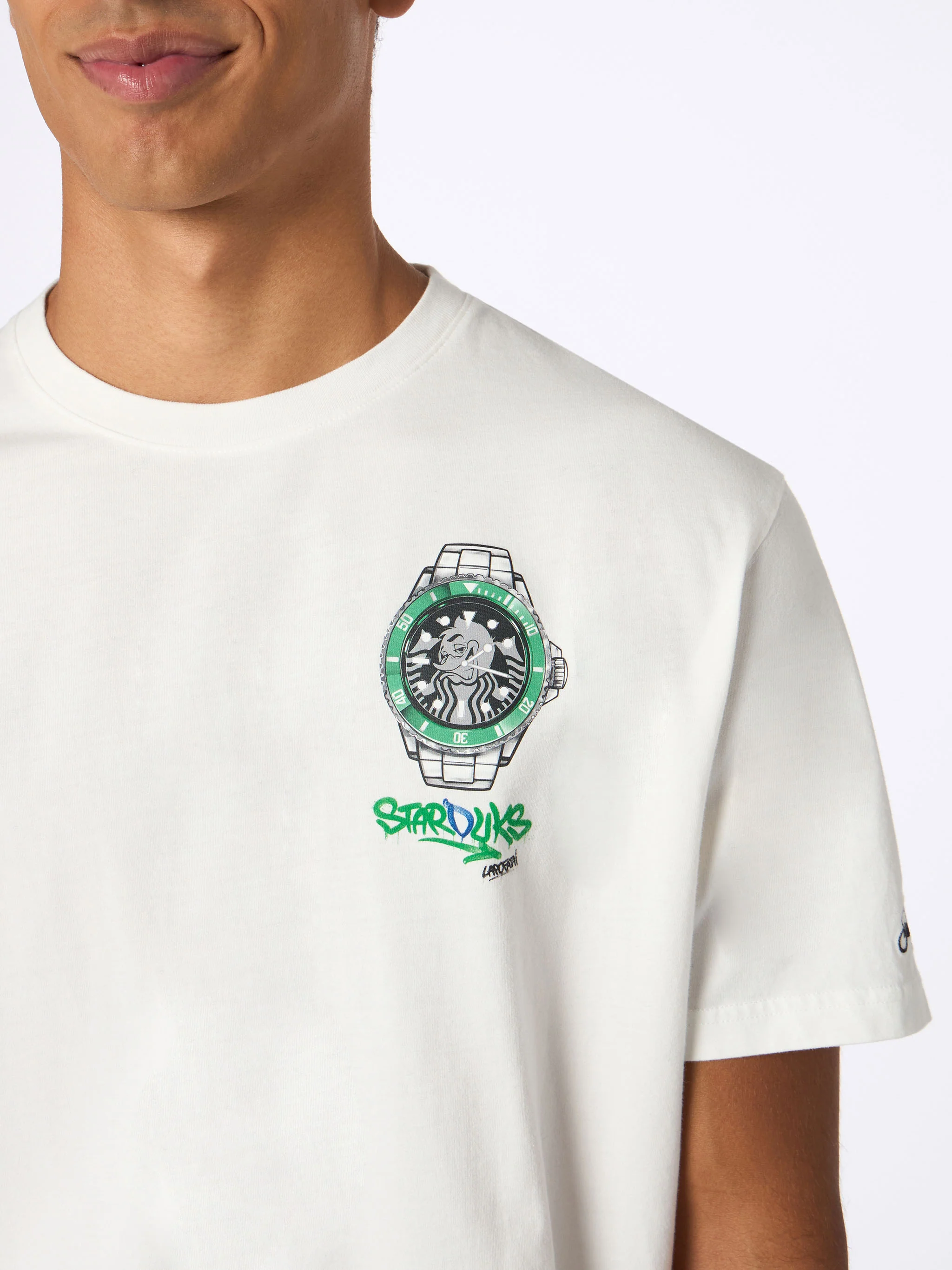 Arnott's T-shirt van zwaar katoen voor heren met Crypto St Watch-print